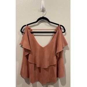 SHE+SKY Brown Suede Crop Top Spaghetti Strap